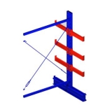 雙面懸臂副架，1500*1600*2500，400kg/層，4層，懸臂長700mm，含底座，
