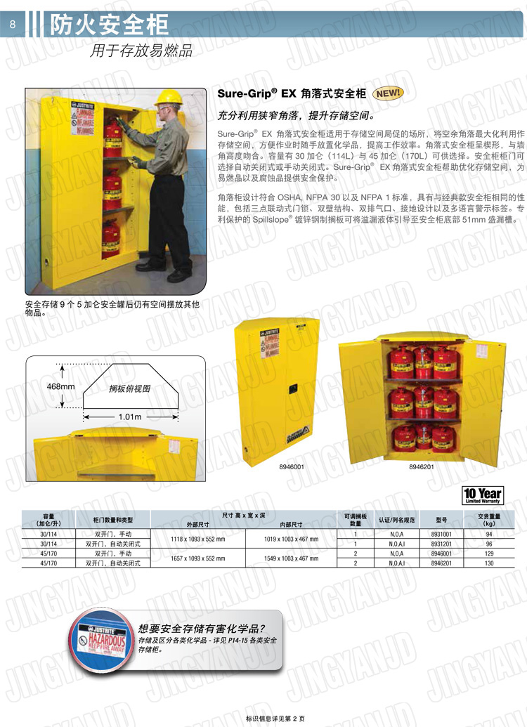 美國杰斯瑞特，防火安全柜，justrite防火柜，justrite安全柜，防爆柜justrite,8923201,4M9438