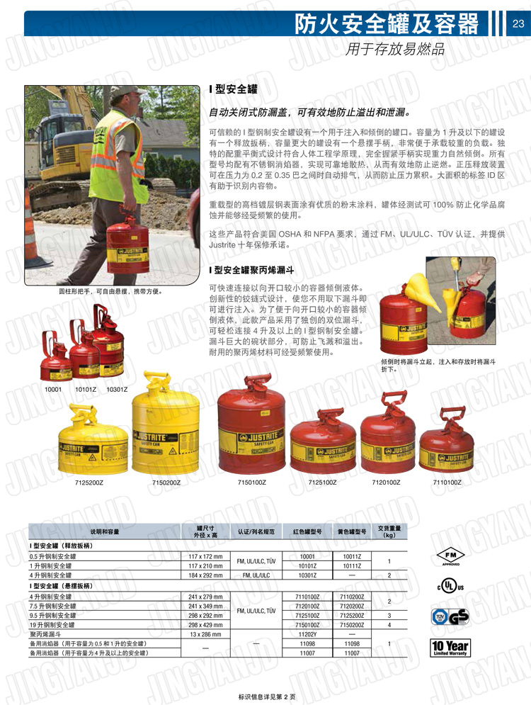 JUSTRITE，美國(guó)杰斯瑞特，justriteI型安全罐,柴油汽油存放罐，酒精松香水安全存儲(chǔ)罐，防火安全罐，防爆安全罐